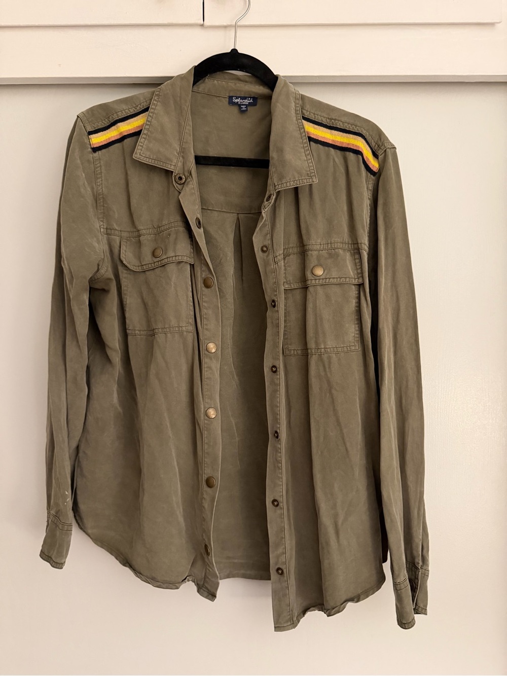 Splendid Olive Green Button-Front women's Shirt Jacket